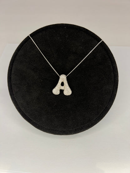 Pave Helium Initial Necklace