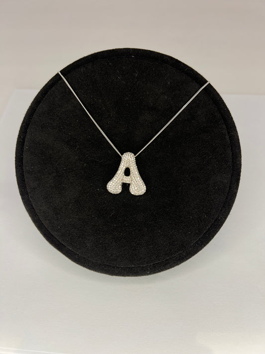 Pave Helium Initial Necklace