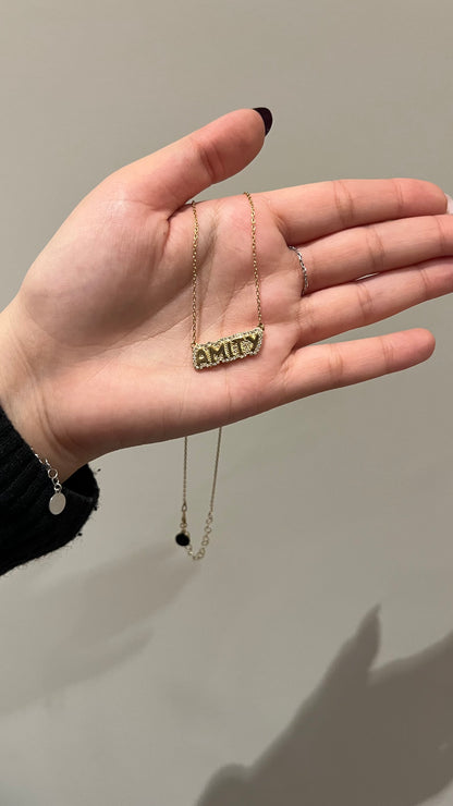 Mini Bubble Nameplate Necklace