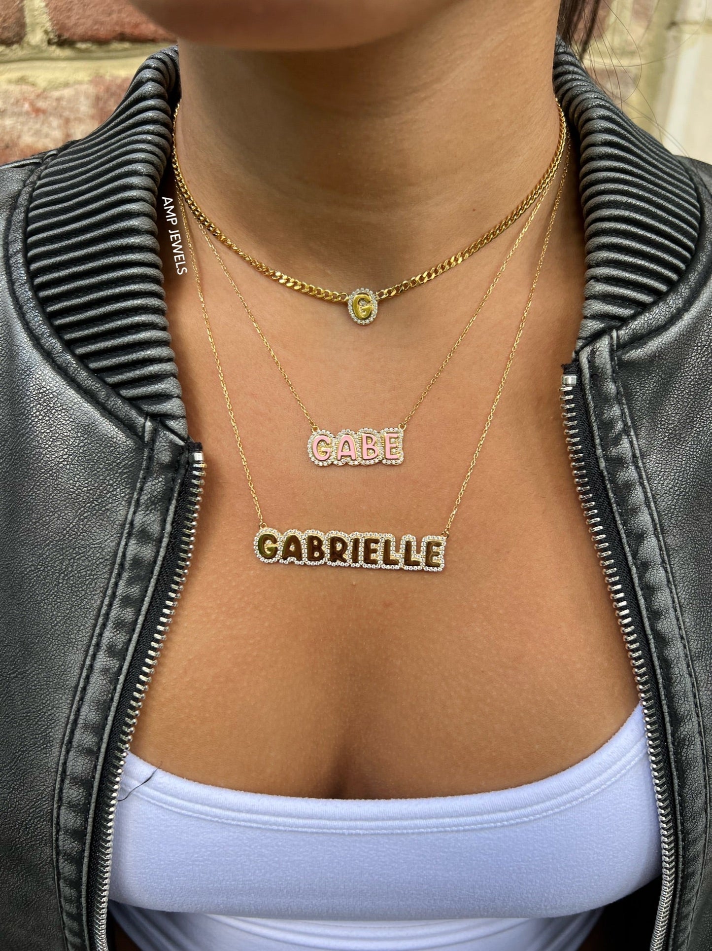 Bubble Nameplate Necklace