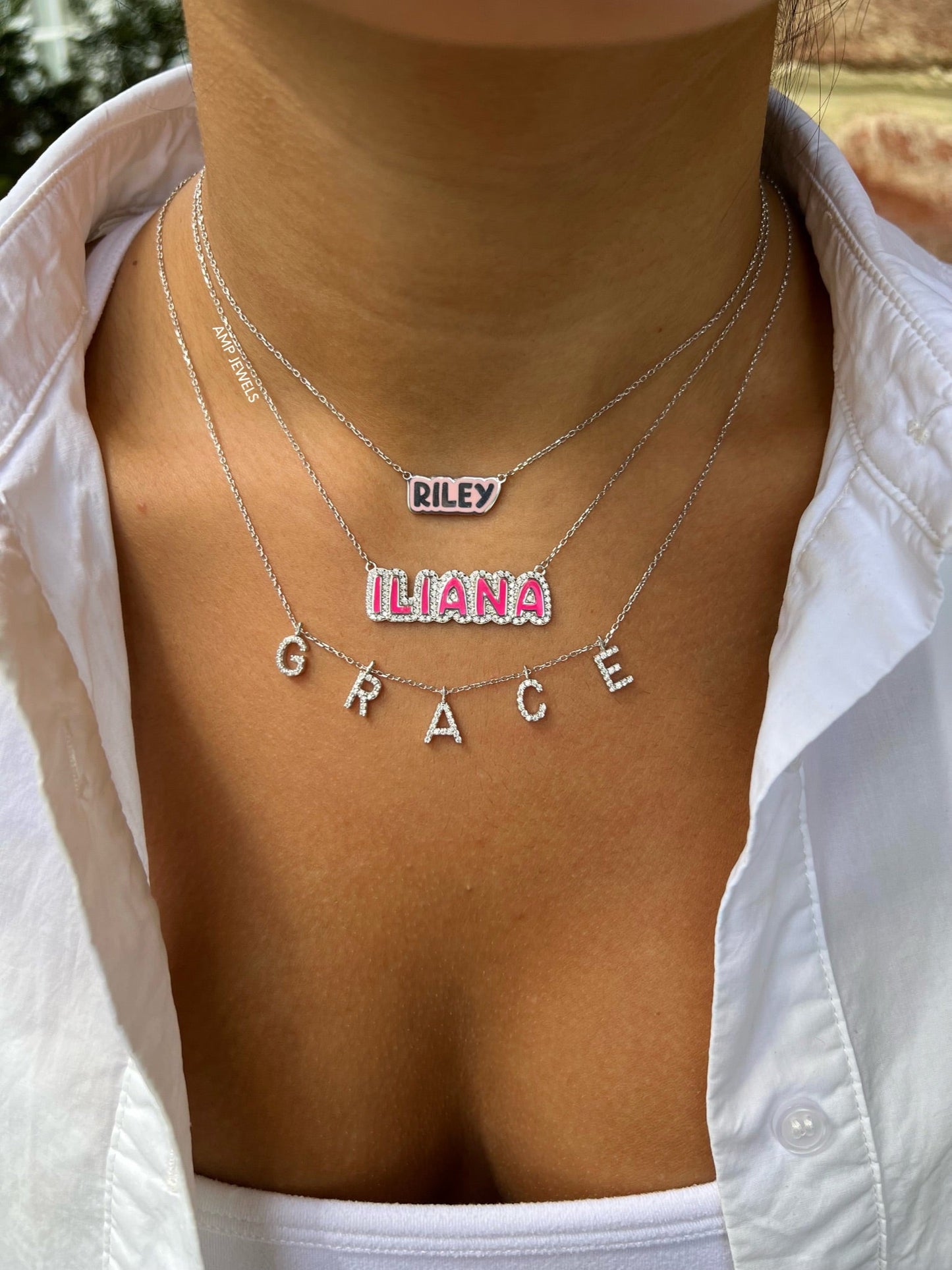 Bubble Nameplate Necklace