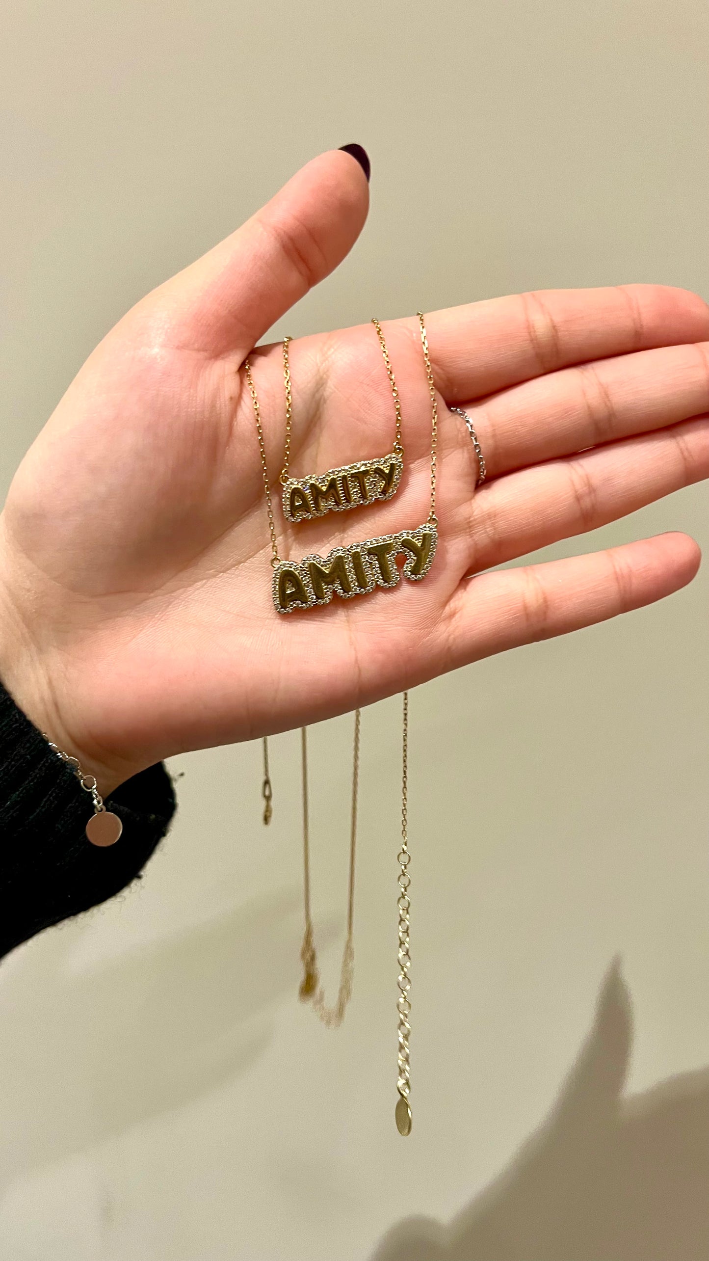 Mini Bubble Nameplate Necklace