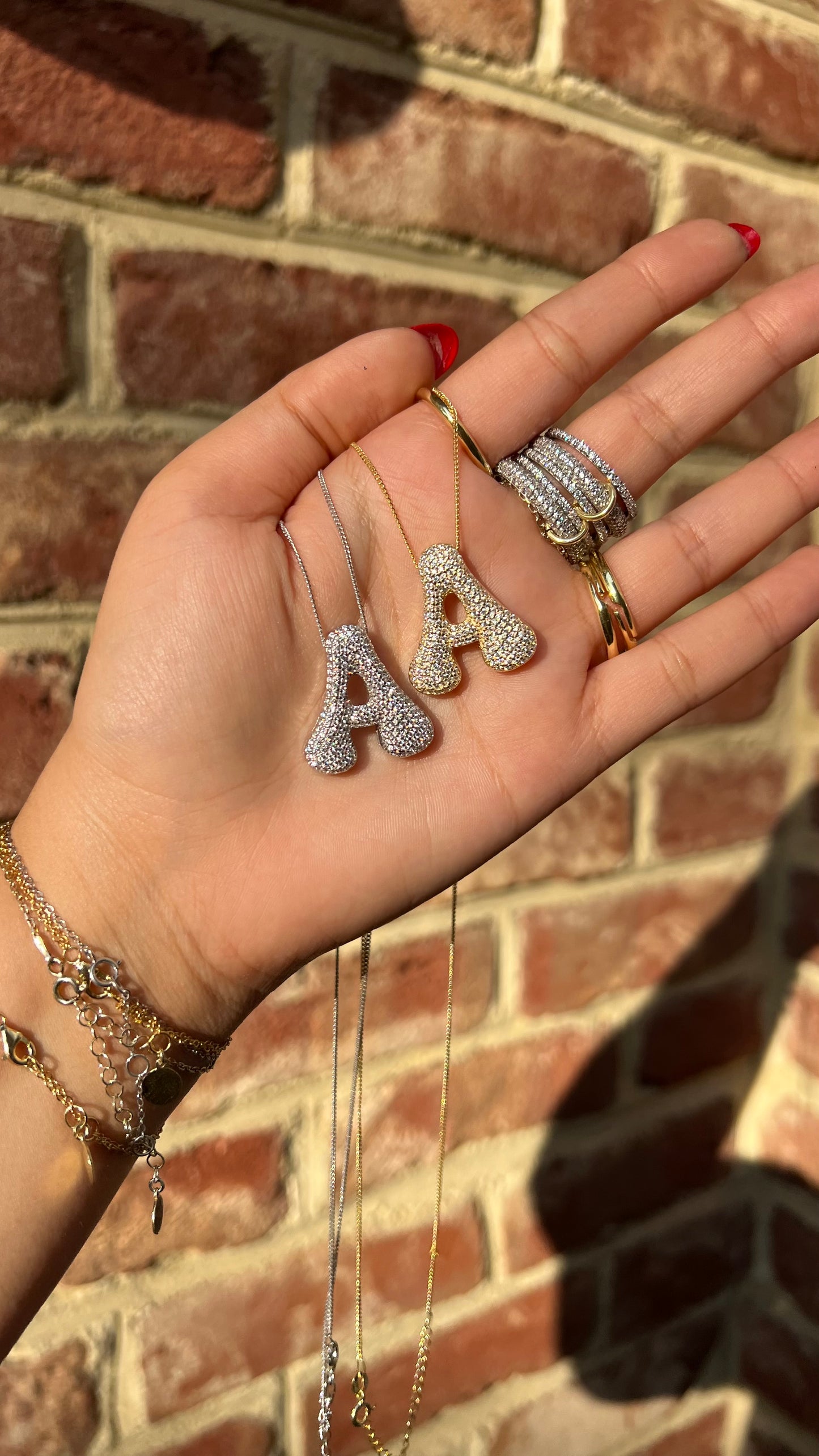 Pave Helium Initial Necklace