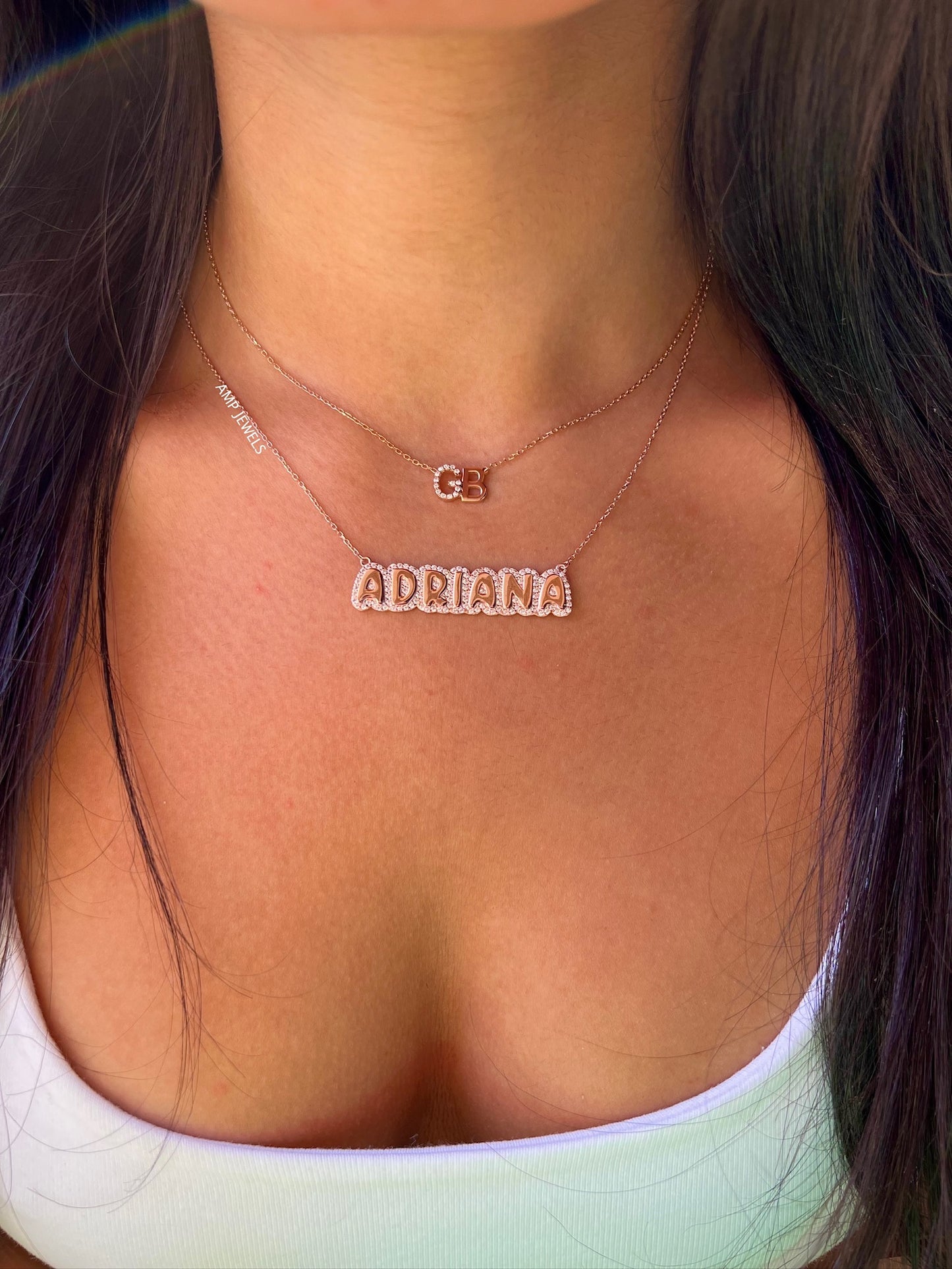 Personalized Bubble Name Necklace No Enamel