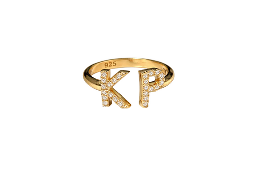 Pave Double Initial Ring