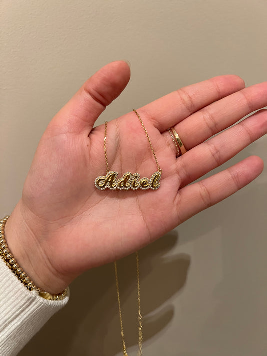 Script Bubble Nameplate Necklace