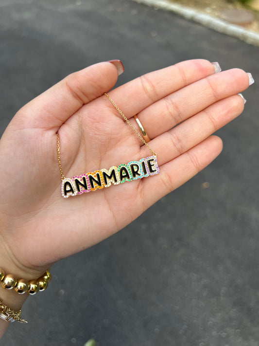 Rainbow Bubble Nameplate Necklace