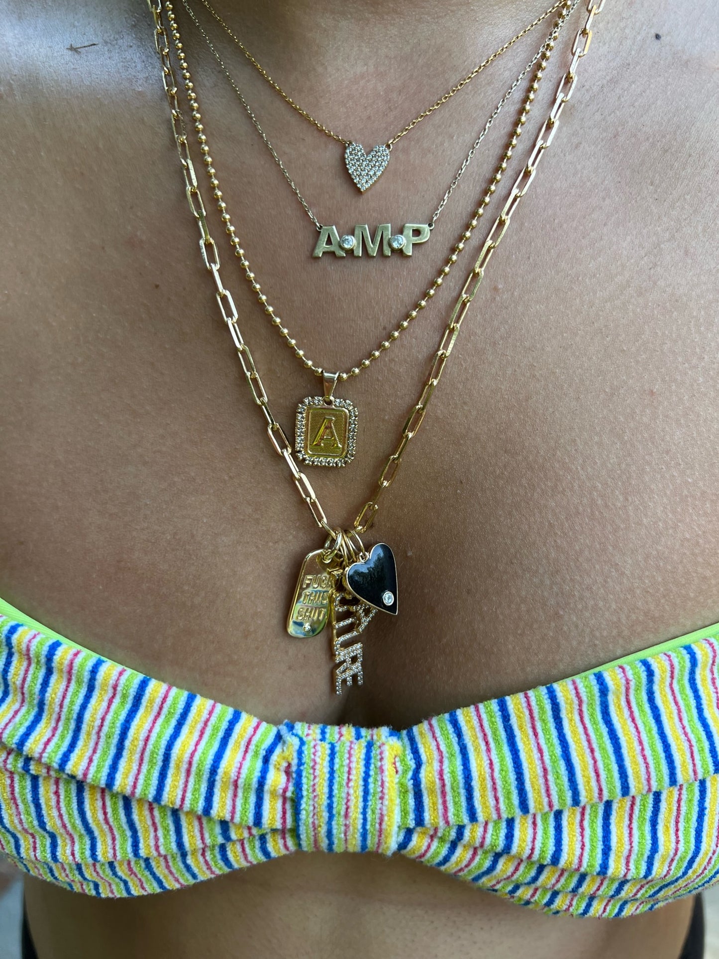 Name X Bezel Necklace