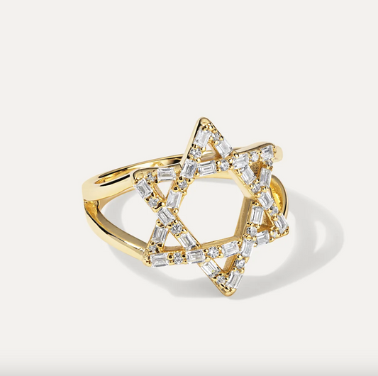 Baguette Star of David Ring